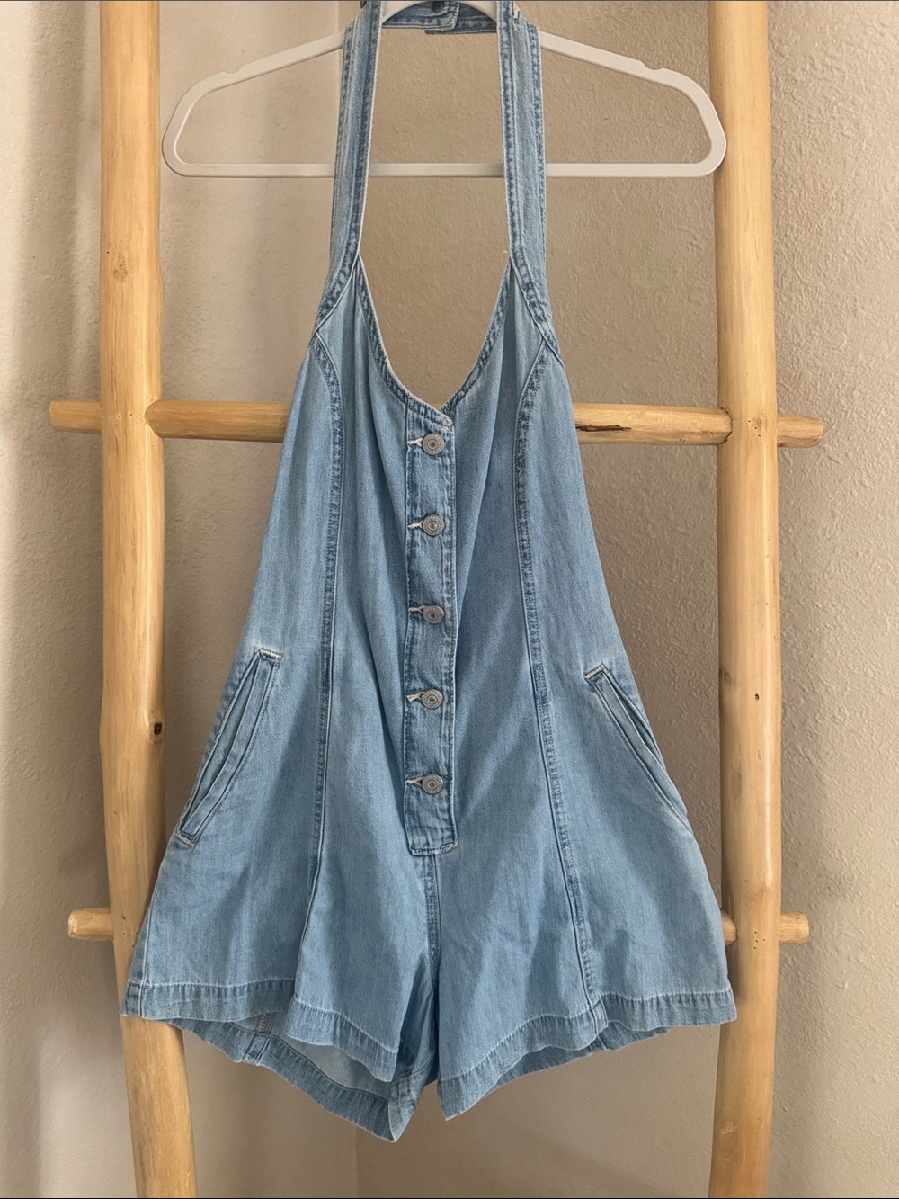 Levi's Light Blue Denim Romper with Back Cinch